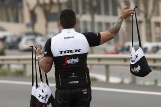 Trek Segafreddo are ready for the feed zone on Stage 5 of the 2016 Volta a Catalunya