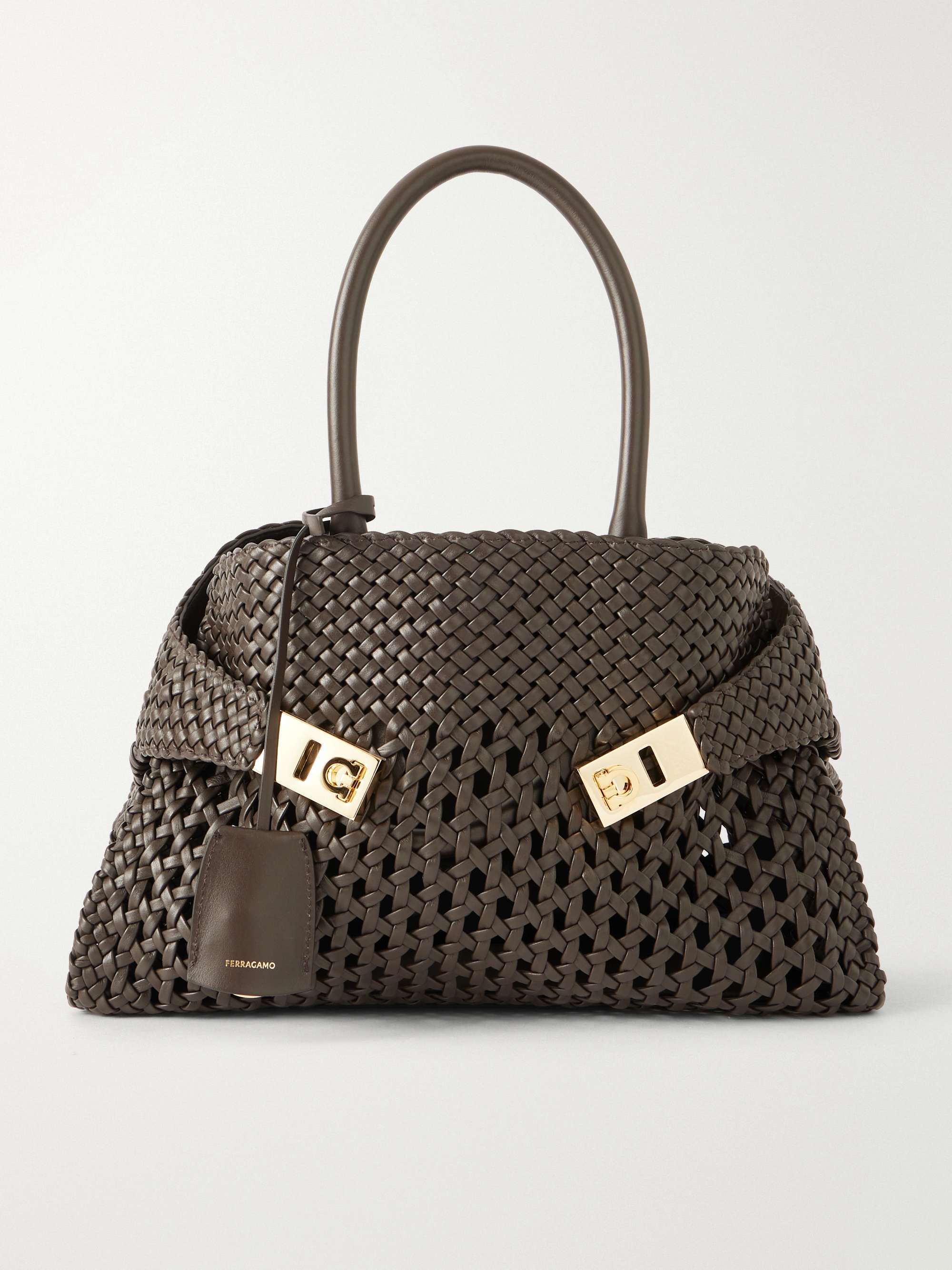 Hug Small Woven Leather Tote
