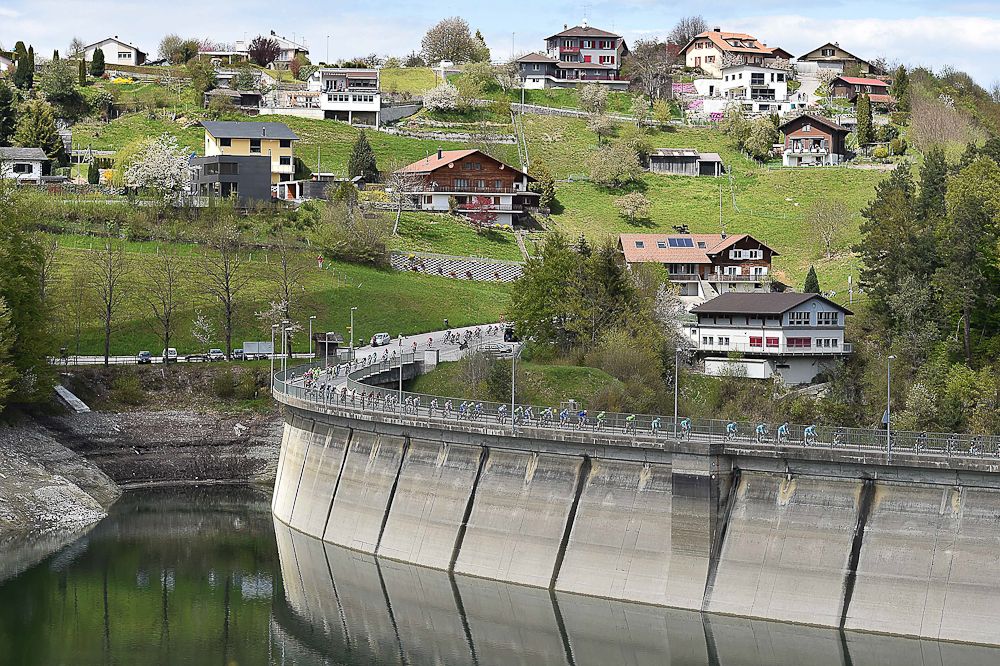 Scenery from along the route of stage 4 at the Tour de Romandie.