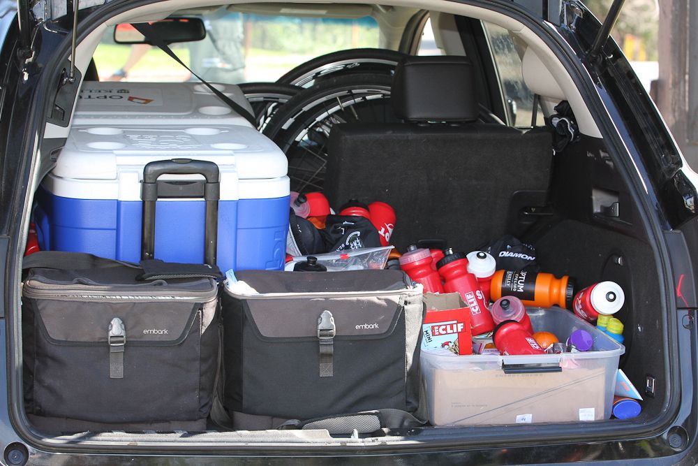 Plenty of food and water are necessities for a good training ride.