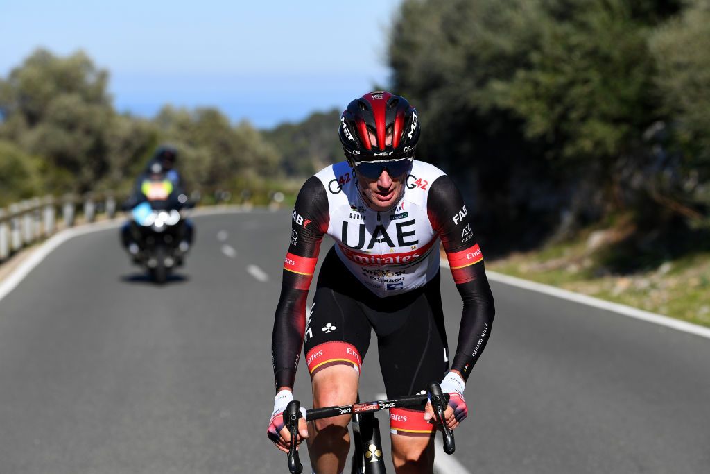 BRandon McNulty (UAE Team Emirates) makes a solo attack