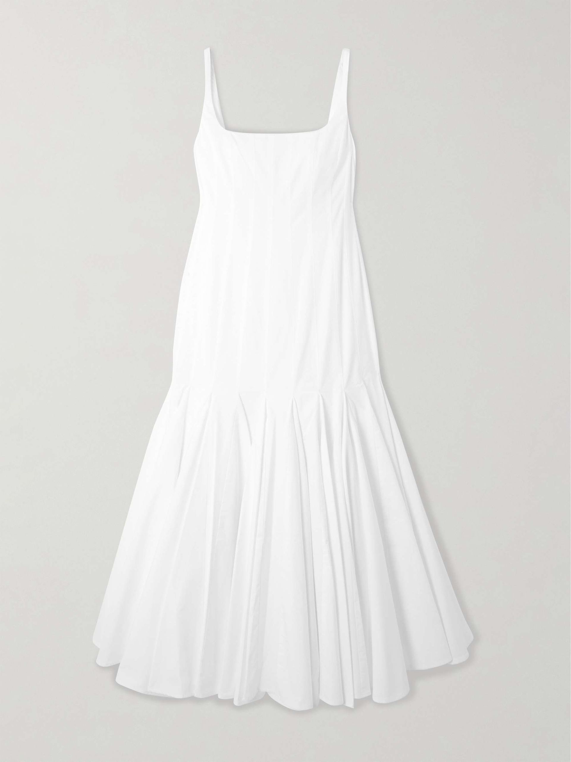 Agave Pleated Paneled Cotton-Poplin Midi Dress