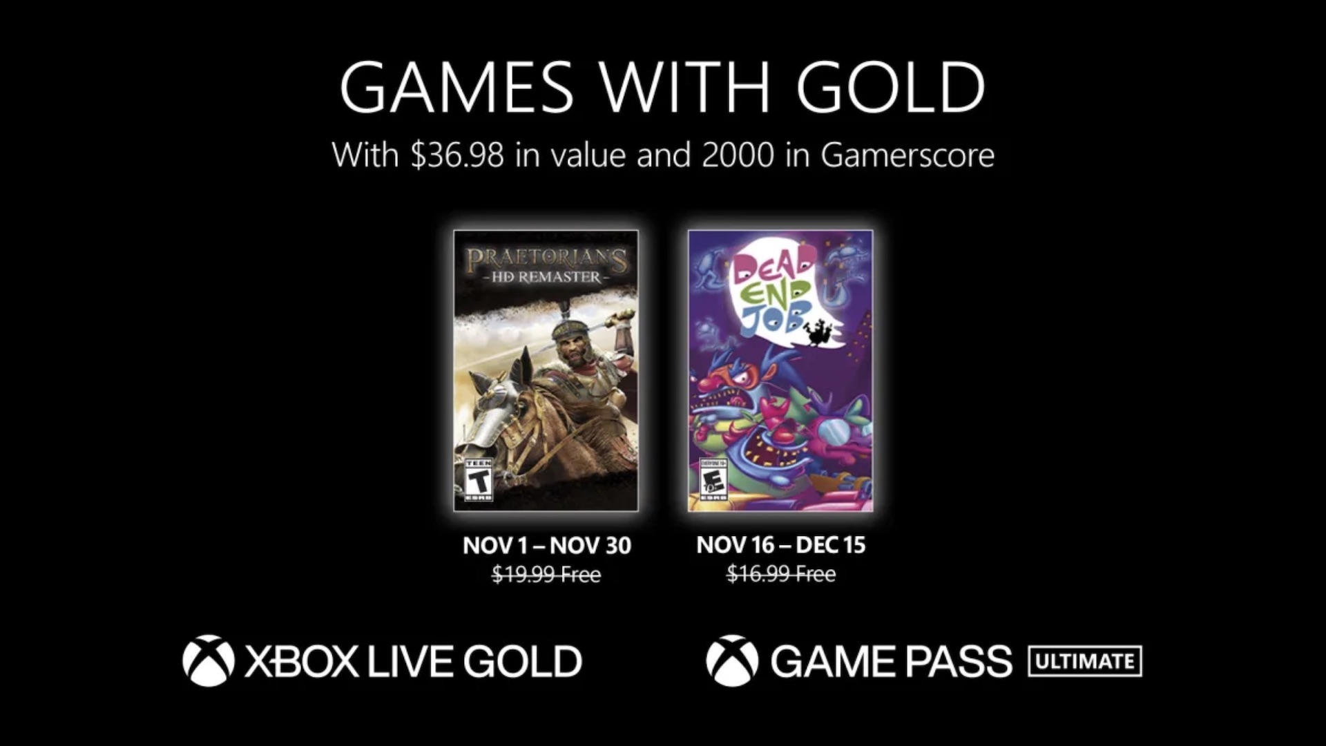 Xbox Games With Gold на ноябрь 2022 года