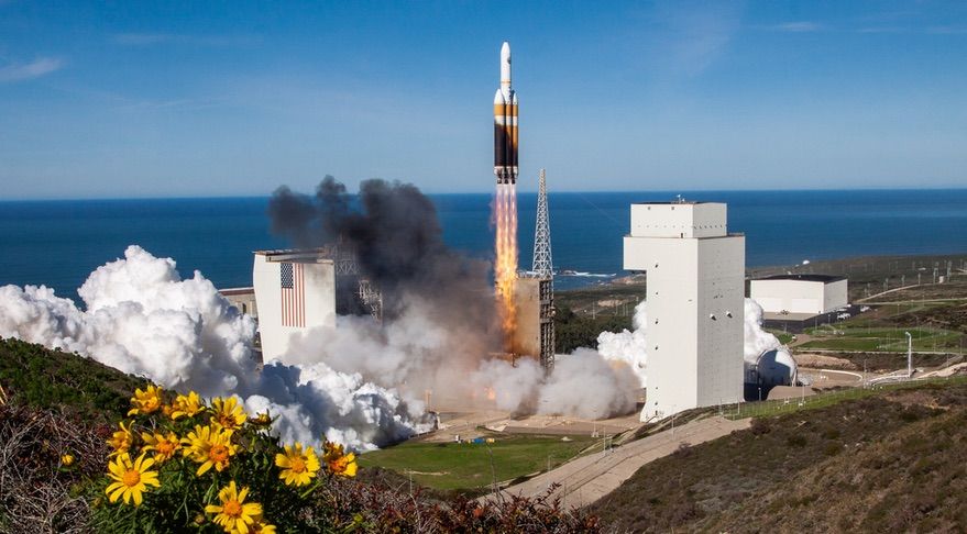 A United Launch Alliance Delta 4 Heavy lifts off Jan. 19 carrying a classified payload. The delay of the launch from late 2018 helped cushion a projected decline in earnings that Lockheed Martin from ULA in 2019.