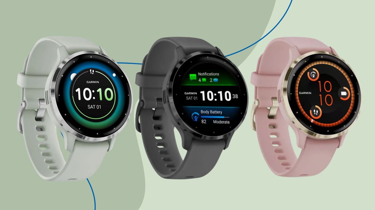 Garmin Venu 3S in three colourways