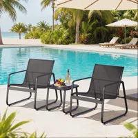 Lofka Patio Chairs Set with Glass-Top Coffee Table