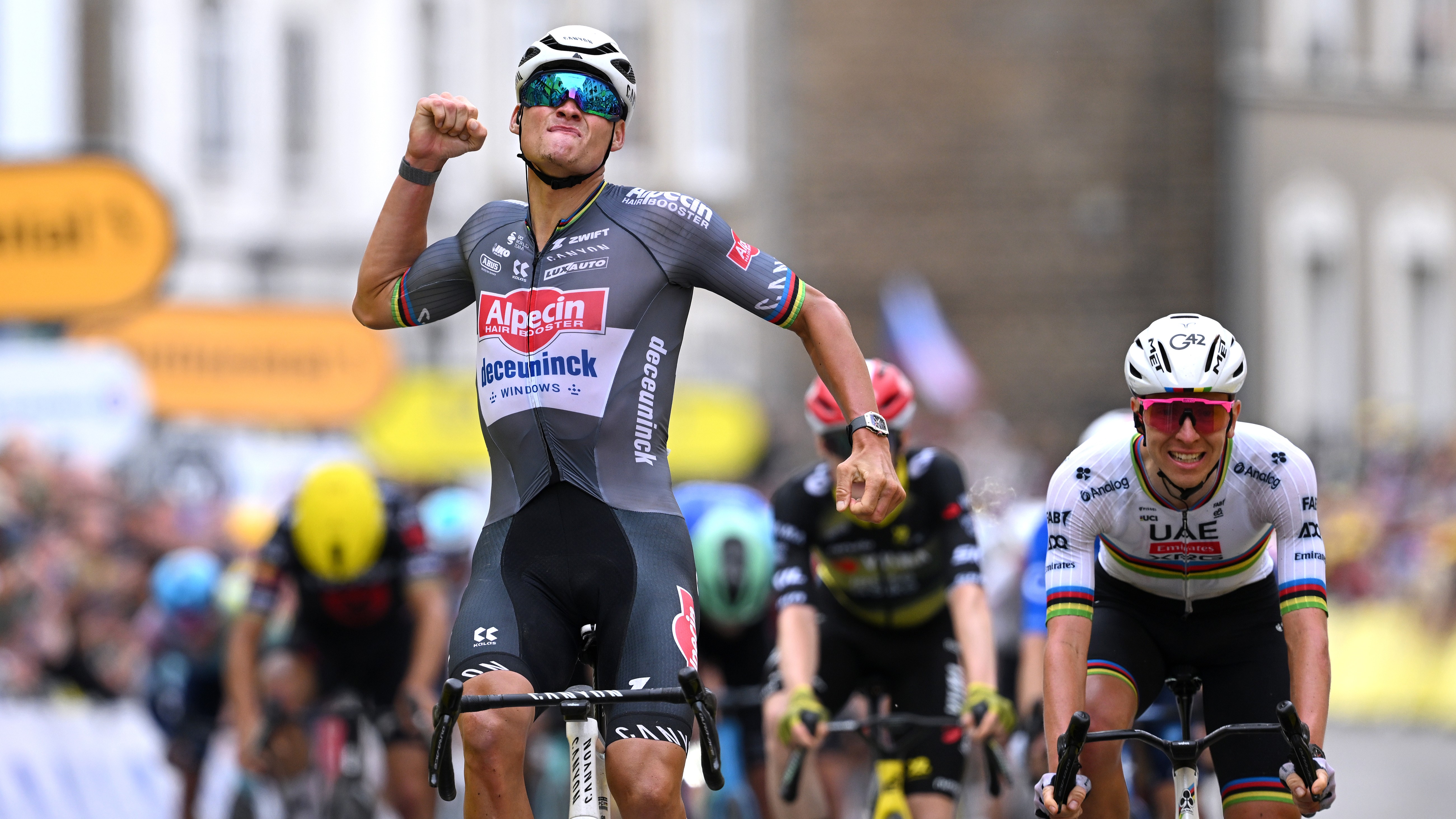 Mathieu van der Poel winning at the Tour de France 