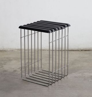 leather and stainless steel stool