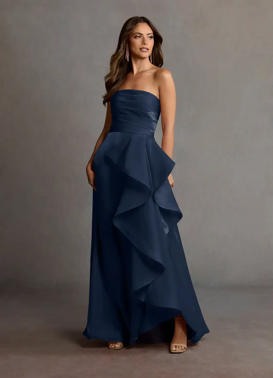 Azazie, Manon Navy Handkerchief Gown
