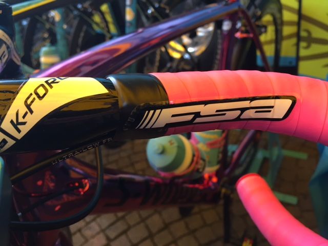 Most riders nowadays go for pink bar tape when leading the Giro