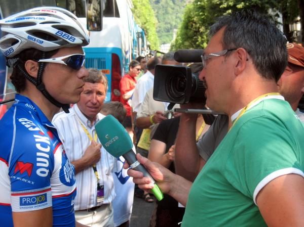 Sylvain Chavanel talks with Belgian TV