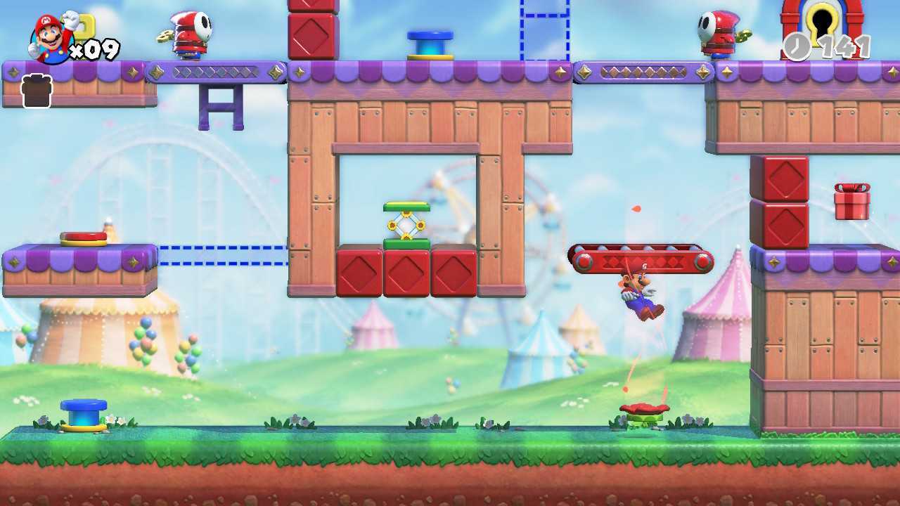 A Merry Mini-Land level in Mario vs. Donkey Kong.