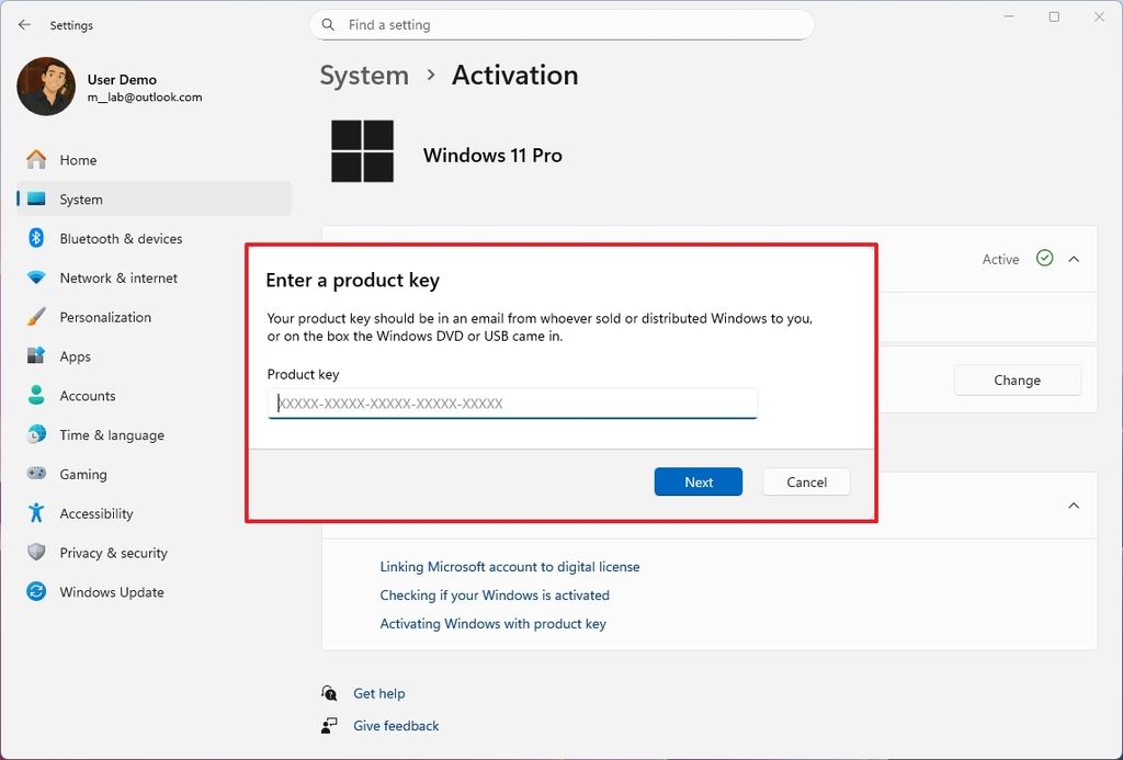 Settings app activation prompt new UI