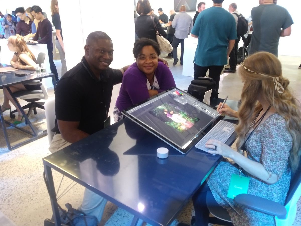 Jason Ward and wife at Microsoft&#039;s 2019 Surface event