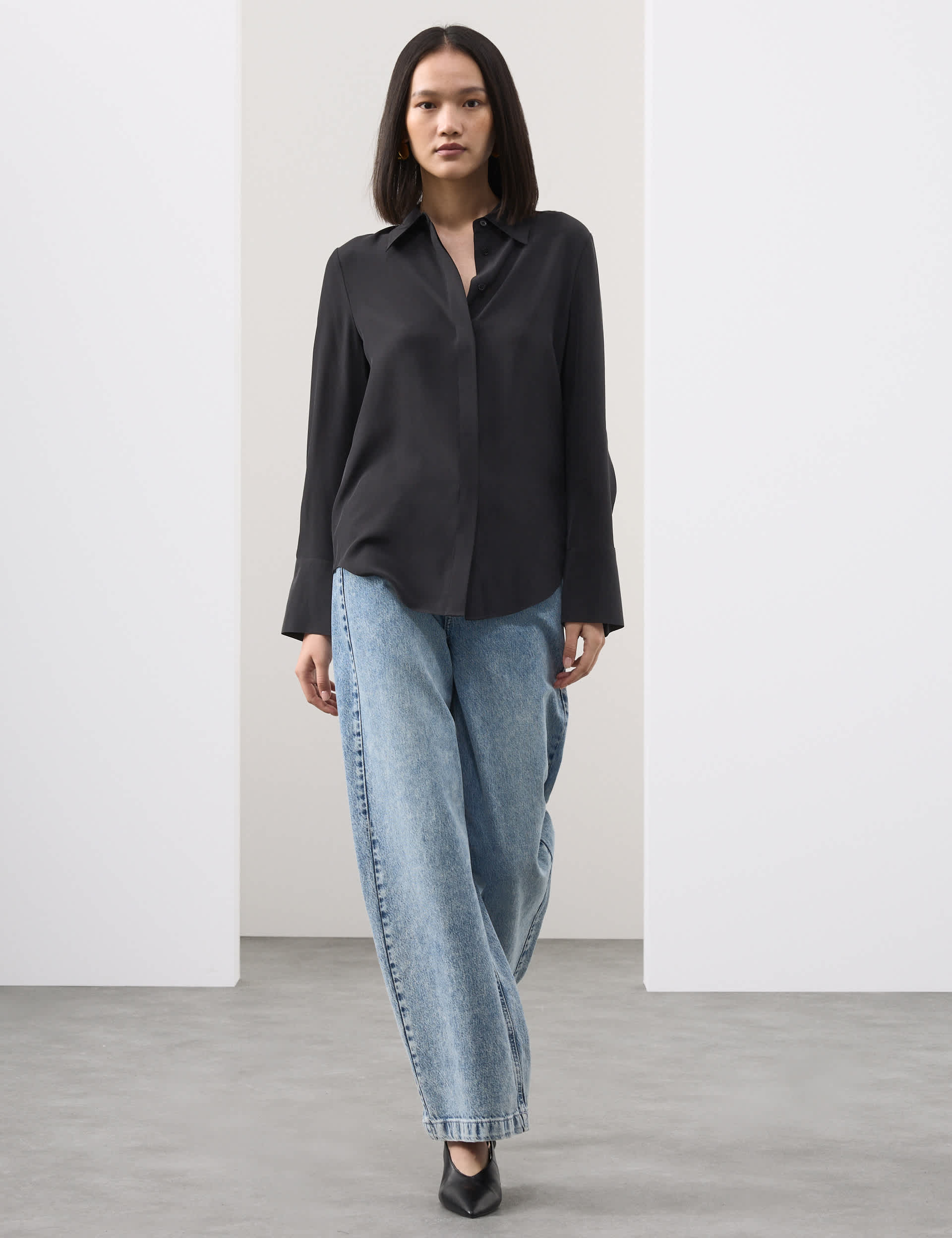 Pure Silk Collared Shirt