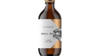 Brown glass bottle of Small Beer Lager
