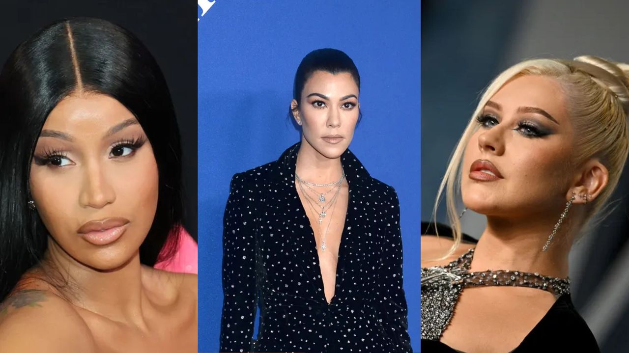 Portraits of Cardi B, Kourtney Kardashian, Christina Aguilera