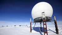 Seismic station on snow in Antarctica