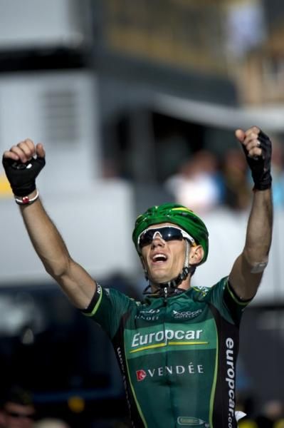 Pierre Rolland (Europcar) celebrates winning stage 11