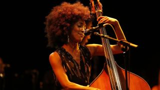 US jazz bassist and singer Esperanza Spalding performs on stage at the Nice Jazz Festival on July 12, 2013 in Nice, southeastern France.