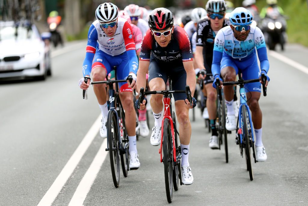 ZAMUDIO SPAIN APRIL 07 Geraint Thomas of United Kingdom and Team INEOS Grenadiers competes in the breakaway during the 61st Itzulia Basque Country 2022 Stage 4 a 1856km stage from VitoriaGasteiz to Zamudio itzulia WorldTour on April 07 2022 in Zamudio Spain Photo by Gonzalo Arroyo MorenoGetty Images