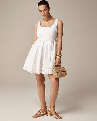 Fit-And-Flare Mini Dress With Rickrack Trim
