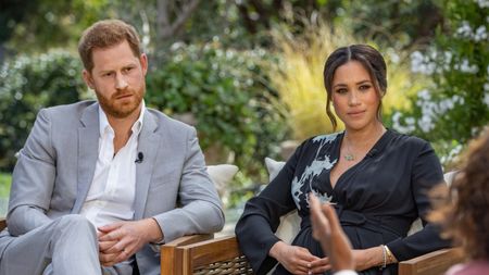 Harry and Meghan during their interview with Oprah Winfrey