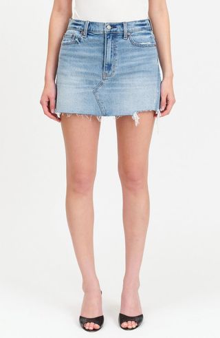 Malibu Distressed Cutoff Denim Miniskirt