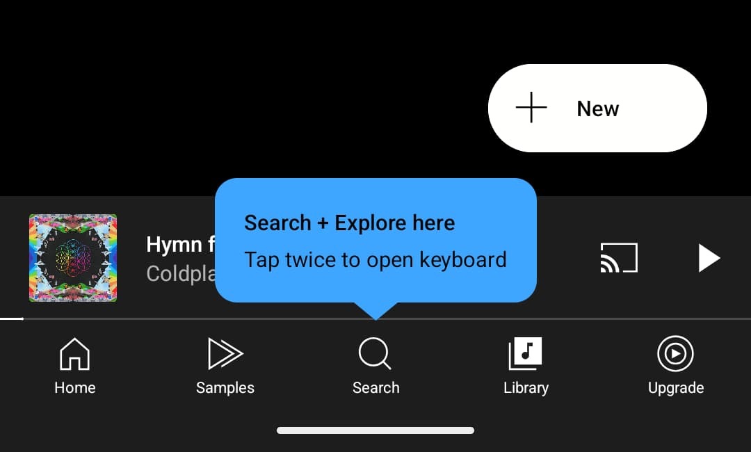search interface in YouTube Music
