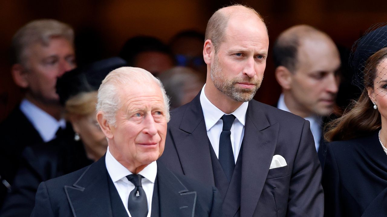 King Charles III and Prince William, Prince of Wales attend Katharine, Duchess of Kent&#039;s Requiem Mass service at Westminster Cathedral on September 16, 2025