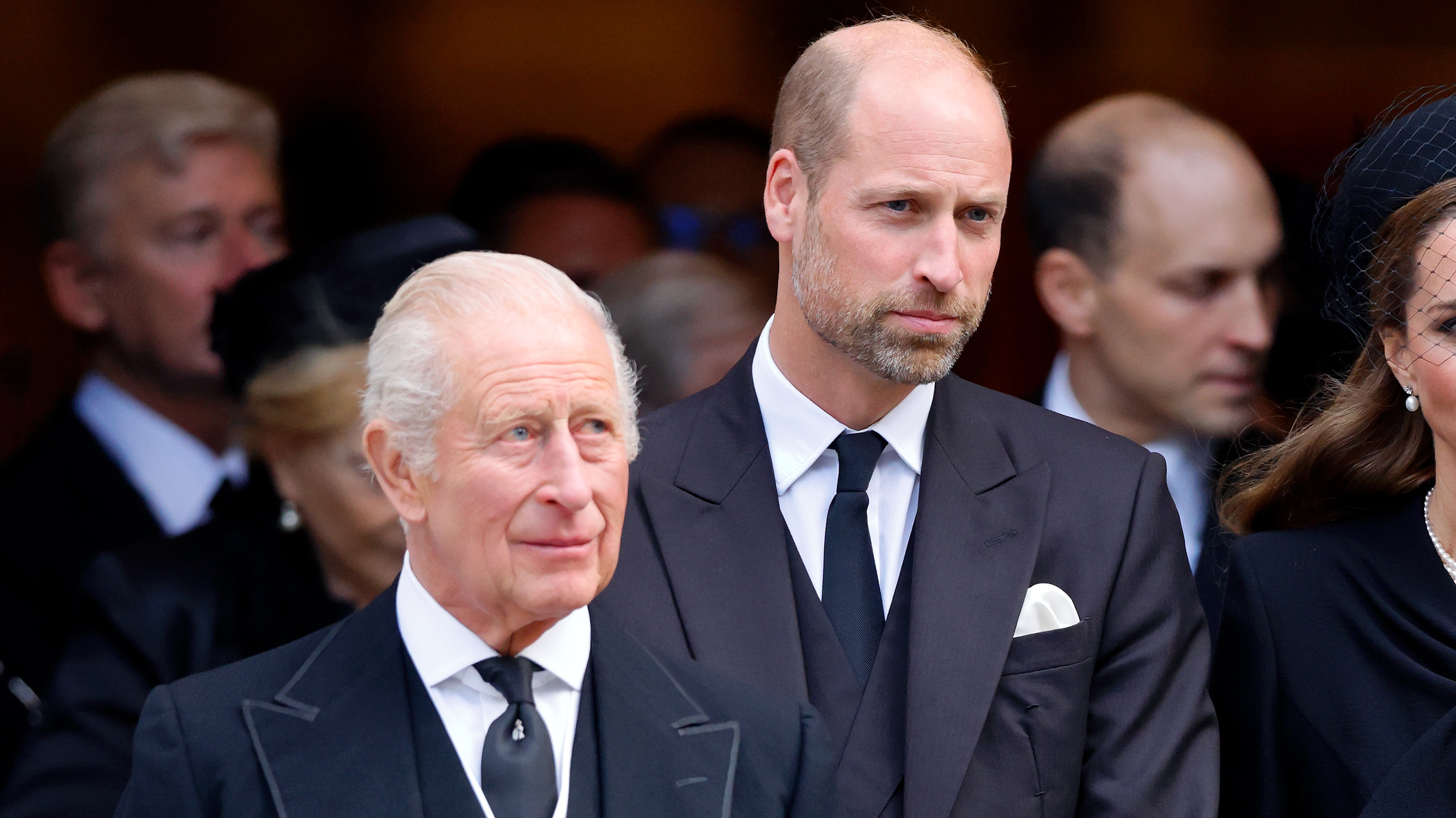 King Charles III and Prince William, Prince of Wales attend Katharine, Duchess of Kent&#039;s Requiem Mass service at Westminster Cathedral on September 16, 2025
