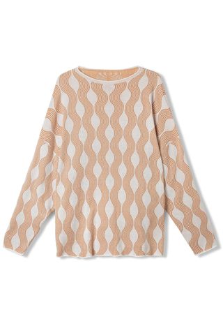 Zulu and Zephyr Tan Wave Knitted Cotton Top