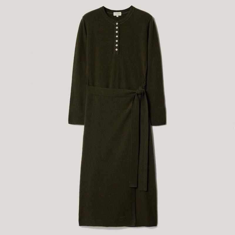 Jigsaw knitted olive green midi dress