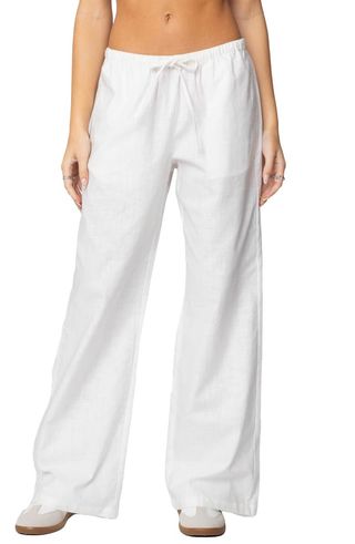 Alexa Low Rise Drawstring Linen Blend Pants