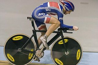 Joanna Rowsell of Great Britain powers towards a gold medal