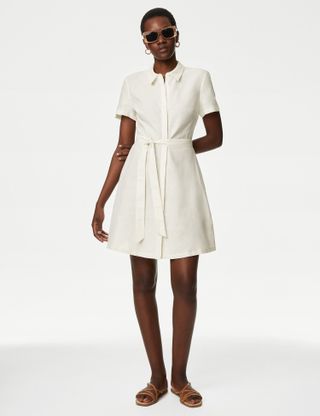 M&S Collection, Linen Rich Mini Shirt Dress