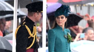 Prince William, Prince of Wales and Catherine, Princess of Wales attend the St. Patrick's Day Parade at Mons Barracks