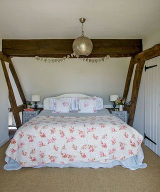 bedroom with bed and cushion