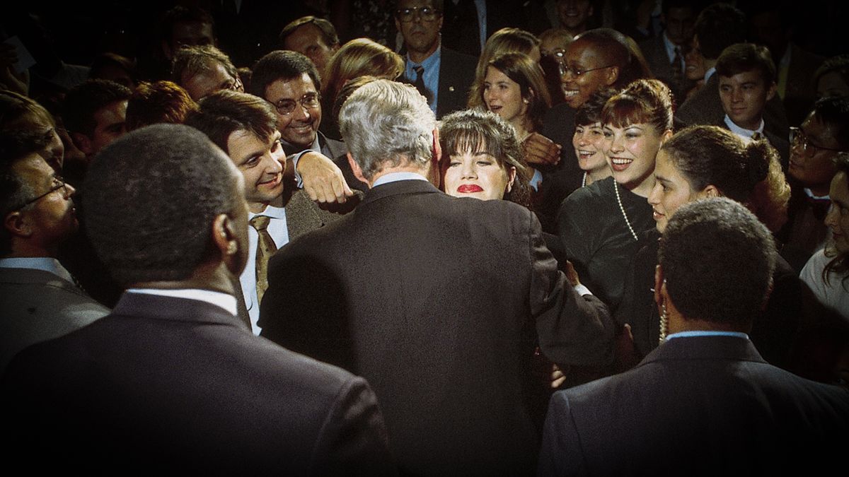 10/23/96 Washington D.C. Monica Lewinsky Embraces President Bill Clinton At A Democratic Fundraiser ------------------- (Photo By Dirck Halstead/Getty Images)