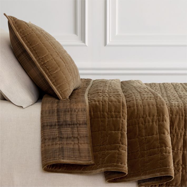 Cotton Velvet Plaid Reverse Quilt & Shams