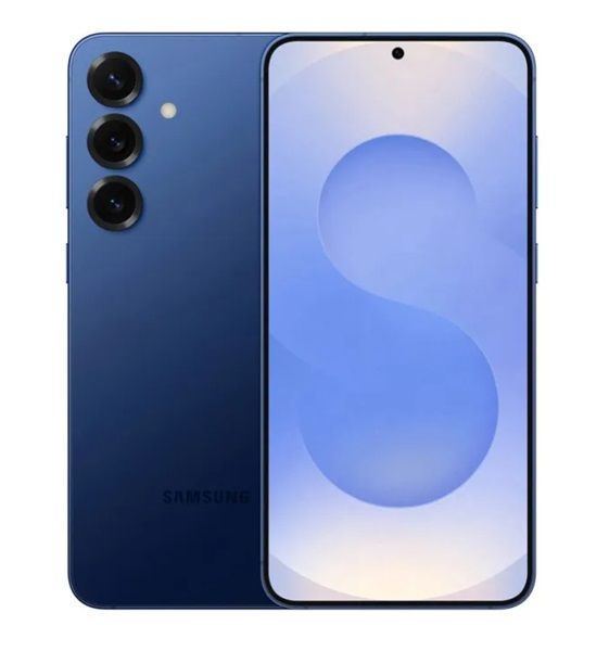 A leaked rendering of the Galaxy S25 Plus in a navy blue color option.