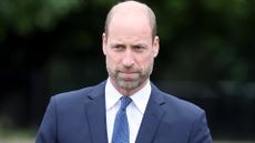 Prince William, Prince of Wales as he attends the launch of the Global Humanitarian Memorial on October 01, 2025