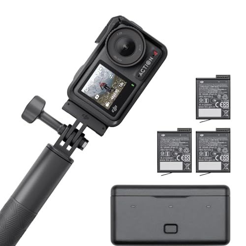DJI Osmo Action 4 Camera with Batteries, Extension Rod, and Battery Case