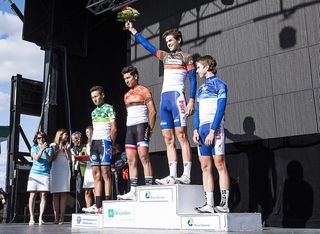2013 Tour de l'Abitibi Desjardins winner Brendan Rhim on the top step of the podium along with the other classification winners
