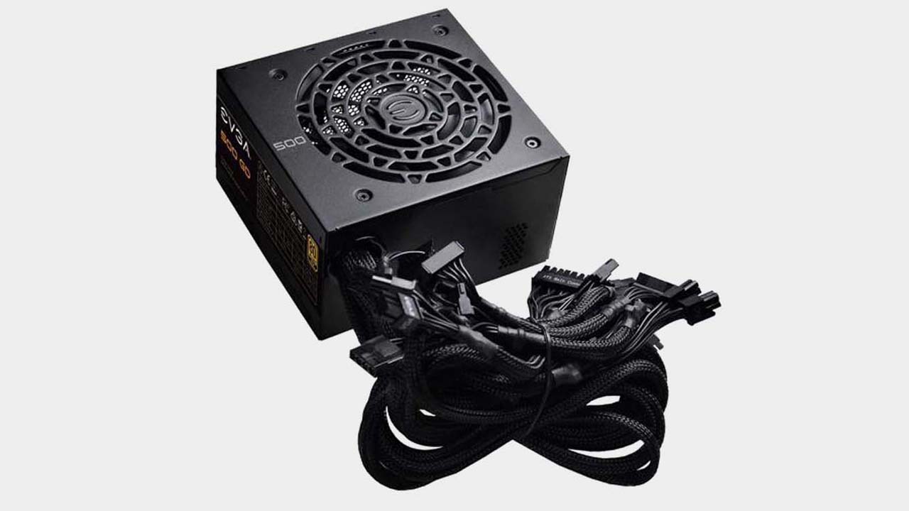 EVGA GD 500W 80+ Gold power supply on a grey background