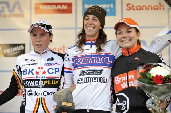The Koppenbergcross podium: Sanne Cant, Helen Wyman and Sanne Van Paassen