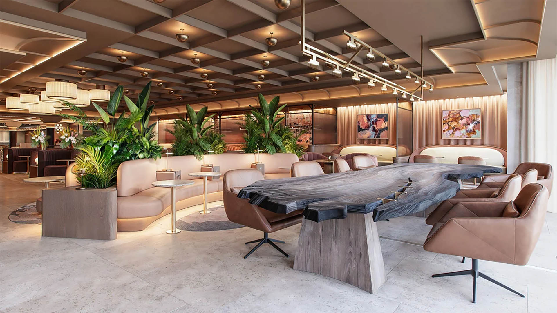 A render of the interior of LCY's lounge. 