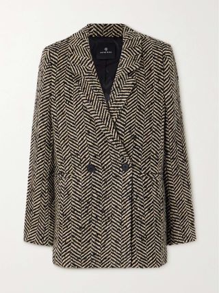 Diana Double-Breasted Herringbone Tweed Blazer