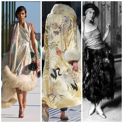 collage of poiret-inspired styles on the runways 