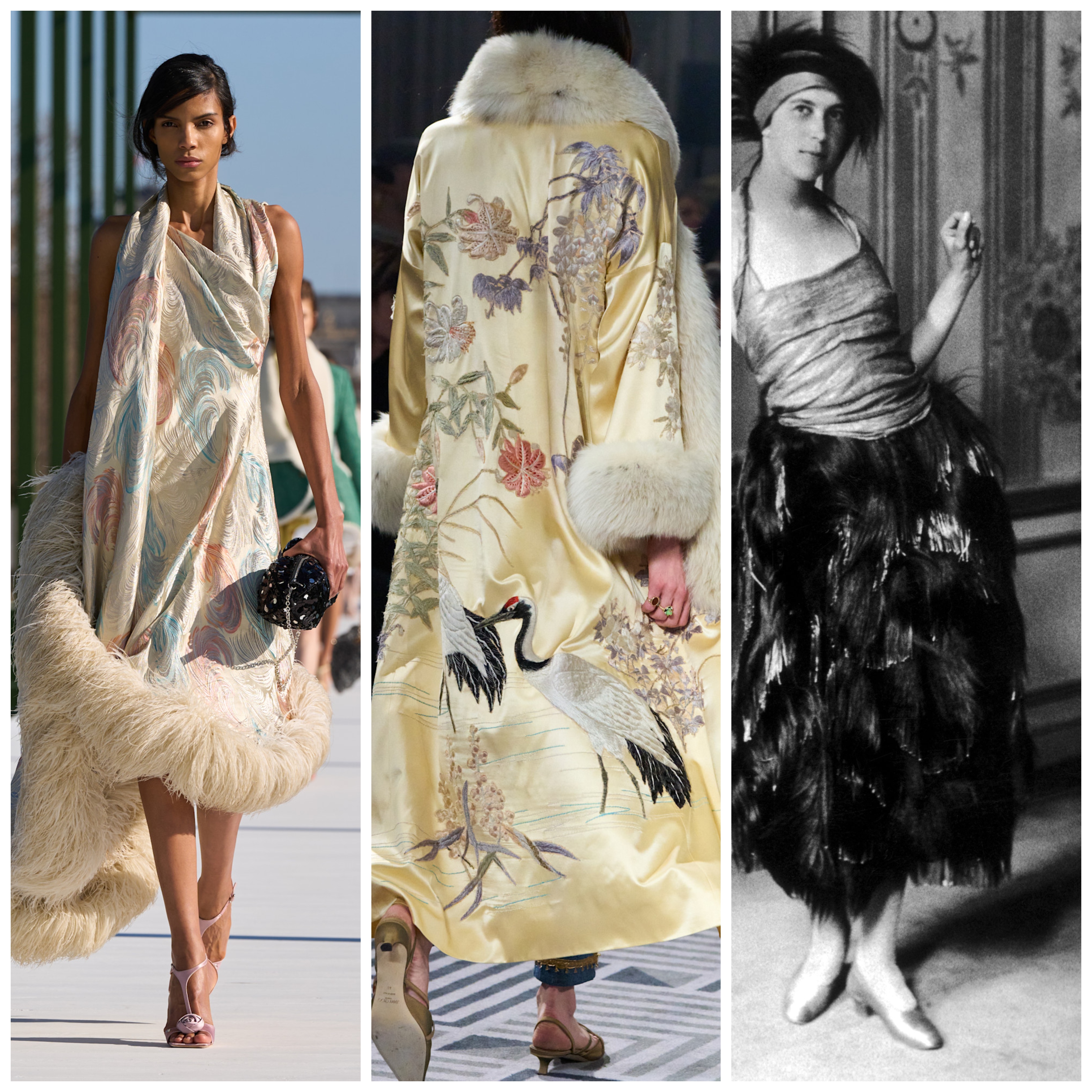 collage of poiret-inspired styles on the runways 